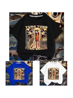 Maglia Brainrot T-shirt in Cotone Manica Corta Tung Tung Tung Sahur Meme TUNG01